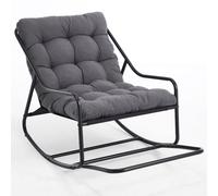 Fauteuil à bascule d'extérieur avec coussin de confort, pour salon, chambre, coin lecture, 75x116x82 cm, Gris Aosom FR