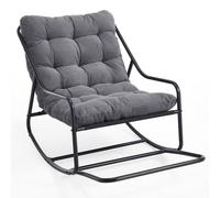 Fauteuil à bascule d'extérieur avec coussin de confort, pour salon, chambre, coin lecture, 75x116x82 cm, Gris Aosom FR