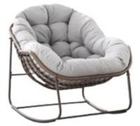 Fauteuil à bascule d'extérieur en rotin,OMOZUN,fauteuil à bascule de détente,fauteuil à bascule de jardin,structure en acier inoxydable avec revêtement en poudre,capacité de charge de 113 kg,gris Gris