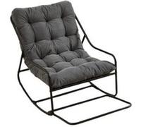 Fauteuil à bascule d'extérieur,OMOZUN,fauteuil à bascule de jardin,fauteuil à bascule de détente,coussin d'assise épais haute densité,amplitude de balancement réglable,gris rayé gris