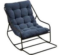 Fauteuil à bascule d'extérieur,OMOZUN,fauteuil à bascule de jardin,fauteuil à bascule de détente,coussin rembourré haute densité,structure métallique pouvant supporter jusqu'à 136 kg,bleu Bleu