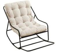 Fauteuil à bascule d'extérieur,OMOZUN,fauteuil à bascule de jardin,fauteuil à bascule de détente,coussin d'assise épais haute densité,amplitude de balancement réglable,blanc blanc
