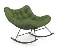 Fauteuil à Bascule d'Intérieur/Extérieur - COSTWAY - Surdimensionnée avec Coussin Rembourré - Cadre en Métal - Patio Jardin Vert