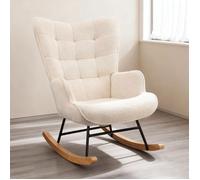 Fauteuil à bascule - EIFSON - Beige - Accoudoirs - Style Scandinave - Confort optimal