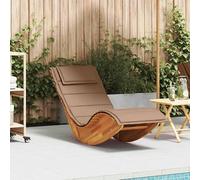 Fauteuil à bascule en bois d'acacia massif avec coussin, transat ergonomique pour terrasse, jardin et piscine, rembourré, résistant aux intempéries, relaxant, dimensions : 154 x 60 x 74 cm