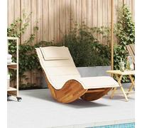 Fauteuil à bascule en bois d'acacia massif avec coussin, transat ergonomique pour terrasse, jardin et piscine, transat de jardin résistant aux intempéries avec coussin pour un confort optimal