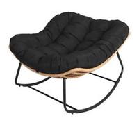 Happy Garden Fauteuil à Bascule Extérieur en Rotin Synthétique avec Coussin Noir - Résistant aux Intempéries - Confortable et Design - Cinta