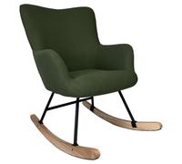 Fauteuil à bascule en tissu boucle vert kaki KAIRA