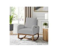 Fauteuil à bascule en tissu bouclette gris clair- SHERPA
