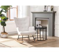 Fauteuil à bascule en tissu chiné beige ELMINA II