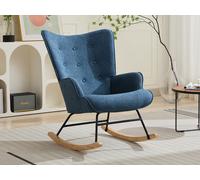 Fauteuil à bascule en tissu chiné bleu ELMINA II