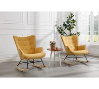 Fauteuil à bascule en tissu chiné jaune moutarde ELMINA II