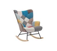 Vente-unique - Fauteuil à Bascule en Tissu chiné Patchwork Multicolore ELMINA II
