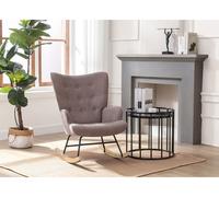 Fauteuil à bascule en tissu chiné taupe ELMINA II