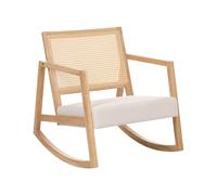 Fauteuil à Bascule en Tissu Rembourré Structure en Bois d'Hévéa Dossier Tressé M