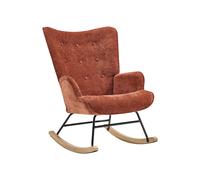 Fauteuil à bascule en tissu texturé terracotta ELMINA