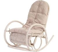 Fauteuil à bascule Esmeraldas en rotin blanc rembourrage crème Beige G