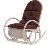 Fauteuil à bascule Esmeraldas - Rotin Blanc - Rembourrage Marron