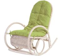 Fauteuil à bascule Esmeraldas - Rotin - Blanc - Vert - Adulte - Tissu