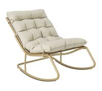 Fauteuil à bascule extérieur - Outsunny - coussin moelleux 125cm - acier et textilène - large 64cm - beige et doré