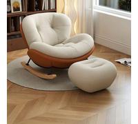 Fauteuil À Bascule,Fauteuil Relax Grand Confort avec Repose-Pieds,Design Enveloppant Forme Œuf Pour Salon Chambre,Velours Bébé Doux et Simili Cuir Effet Chat E