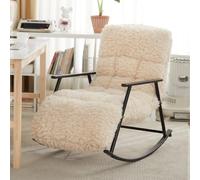 Fauteuil À Bascule,Fauteuil Relax pour Adulte avec Repose-Pieds Extensible,Longue Peluche Confortable et Coton Poupée,Cadre en Acier Au Carbone A