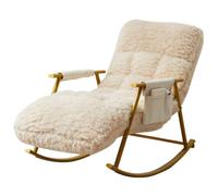 Fauteuil À Bascule,Fauteuil Relax pour Adulte avec Repose-Pieds Extensible,Longue Peluche Confortable et Coton Poupée,Cadre en Acier Au Carbone B