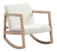 Fauteuil à bascule - HOMCOM - allaitement rocking chair tissu laine bou pieds hévéa - bois lin - blanc crème
