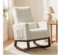 Fauteuil à bascule - HOMCOM - coussin lombaire, dossier haut, poches latérales - flanelle neige - 67 x 97 x 110 cm - crème