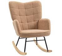 Fauteuil à bascule - HOMCOM - revêtement effet laine bou structure en acier - pieds en bois massif - marron