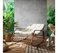 Home Deco Factory – Fauteuil à bascule Miami HDO7309, blanc effet bois, extérieur 92x69x130 cm