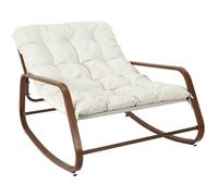 Home Deco Factory – Fauteuil à bascule Miami HDO7309, blanc effet bois, extérieur 92x69x130 cm