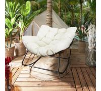 Home Deco Factory – Fauteuil à bascule Tulum – Coussin beige – HDO2191 M2