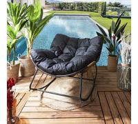 Fauteuil à Bascule - Home Deco Factory - Tulum - Coussin - Noir