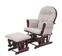 Fauteuil à bascule HWC-C76, avec repose-pied, tissu crème-gris Multicolore