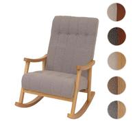 Fauteuil à bascule HWC-K10 tissu bouclé (450g/m²) gris piètement nature