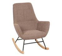 Fauteuil à bascule HWC-N13, Fauteuil relax à bascule Fauteuil TV, bois massif métal tissu/textile 320g/m² marron Multicolore