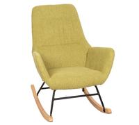 Fauteuil à bascule HWC-N13, Fauteuil relax à bascule Fauteuil TV, bois massif métal tissu/textile 320g/m² vert