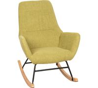 Fauteuil à bascule HWC-N13, Fauteuil relax à bascule Fauteuil TV, bois massif métal tissu/textile 320g/m² ~ vert