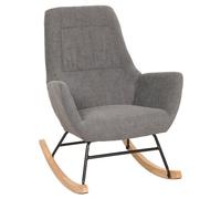 Fauteuil à bascule HWC-N13, Fauteuil relax à bascule Fauteuil TV, bois massif métal tissu/textile 320g/m² gris foncé
