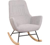 Fauteuil à bascule HWC-N13, Fauteuil relax à bascule Fauteuil TV, bois massif métal tissu/textile 320g/m² gris clair