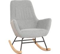 Fauteuil à bascule HWC-N13, Fauteuil relax à bascule Fauteuil TV, bois massif métal tissu/textile 320g/m² ~ gris-vert