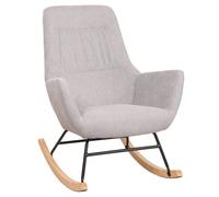 Fauteuil à bascule HWC-N13, Fauteuil relax à bascule Fauteuil TV, bois massif métal tissu/textile 320g/m² gris clair