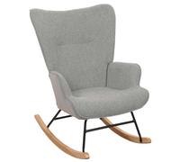 Fauteuil à bascule HWC-N14, Fauteuil relax à bascule Fauteuil TV, bois massif métal tissu/textile 320g/m² gris-vert