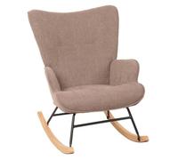 Fauteuil à bascule HWC-N14, Fauteuil relax à bascule Fauteuil TV, bois massif métal tissu/textile 320g/m² marron