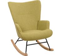 Fauteuil à bascule HWC-N14, Fauteuil relax à bascule Fauteuil TV, bois massif métal tissu/textile 320g/m² ~ vert
