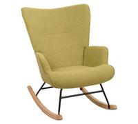 Fauteuil à bascule HWC-N14, Fauteuil relax à bascule Fauteuil TV, bois massif métal tissu/textile 320g/m² vert
