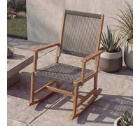 Fauteuil À Bascule Hwc-P73, Fauteuil À Bascule D'extérieur Pour Jardin, Chaise Longue À Bascule, Bois D'acacia, Tressage En Corde Gris Gris
