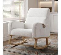 Fauteuil à Bascule - LUMINARIX - Rocking Chair - Bois Massif - Poches de Rangement - Style Scandinave