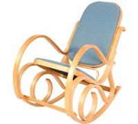 Mendler – Fauteuil à bascule M41 – Fauteuil TV, bois massif aspect chêne – Bleu
